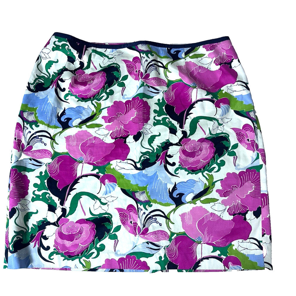 Talbots Women Skirt Plus‎ Size 22W Floral Print Twill Cotton Straight Cut - Picture 2 of 16